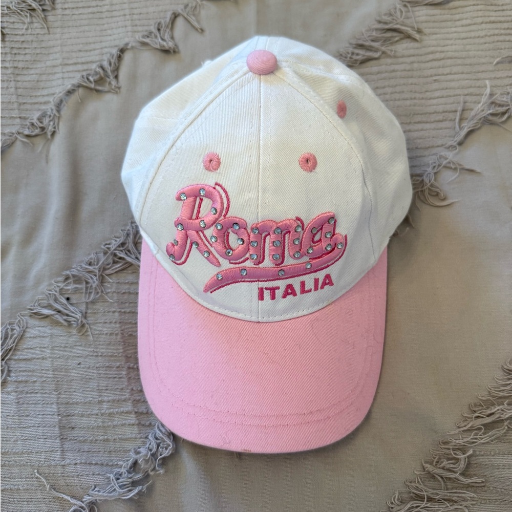 Pink and White Roma Italia Cap